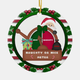 Kerstversiering met een Naughty of Nice Meter Keramisch Ornament