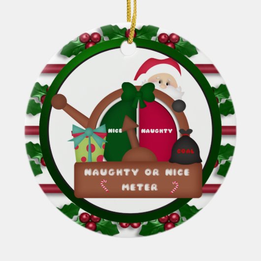 Kerstversiering met een Naughty of Nice Meter Keramisch Ornament (Voorkant)