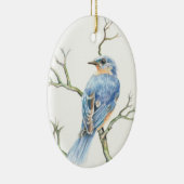 Kerstversiering met een Robin op een tak Keramisch Ornament (Rechts)