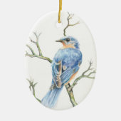 Kerstversiering met een Robin op een tak Keramisch Ornament (Voorkant)