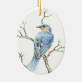 Kerstversiering met een Robin op een tak Keramisch Ornament (Achterkant)