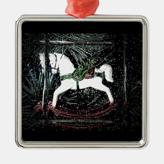 kerstversiering met een Rocking Horse Metalen Ornament (Voorkant)
