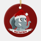 Kerstversiering met een schattige cartoon olifant keramisch ornament (Voorkant)
