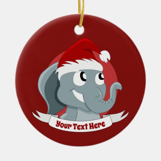 Kerstversiering met een schattige cartoon olifant keramisch ornament (Voorkant)