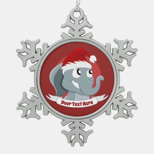 Kerstversiering met een schattige cartoon olifant tin sneeuwvlok ornament (Voorkant)