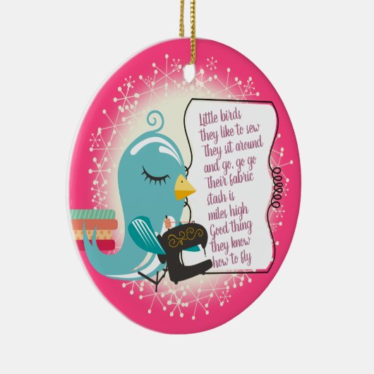 kerstversiering met een staartnaaimachine keramisch ornament (Rechts)