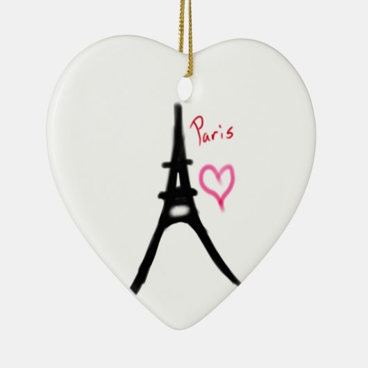 kerstversiering met Eiffeltoren Keramisch Ornament (Rechts)