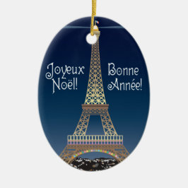 kerstversiering met Eiffeltoren Keramisch Ornament