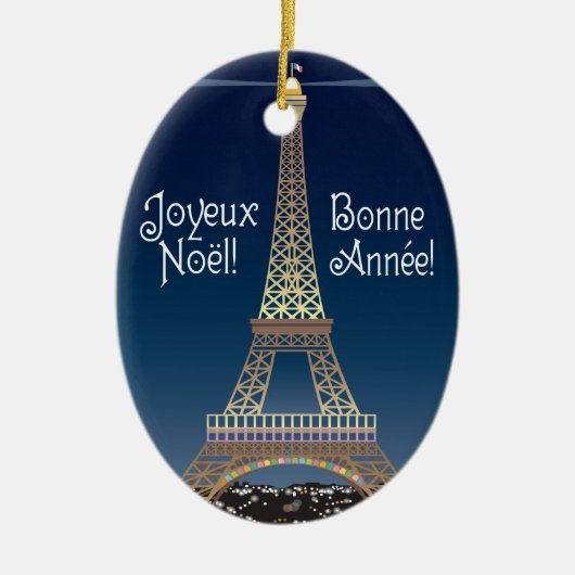 kerstversiering met Eiffeltoren Keramisch Ornament (Voorkant)