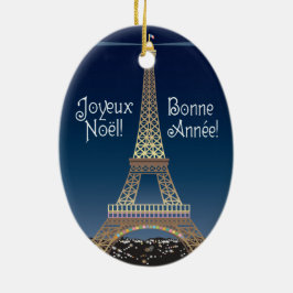 kerstversiering met Eiffeltoren Keramisch Ornament