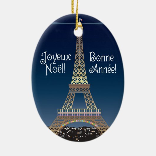 kerstversiering met Eiffeltoren Keramisch Ornament (Achterkant)