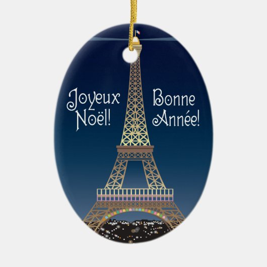 kerstversiering met Eiffeltoren Keramisch Ornament (Voorkant)