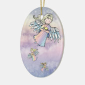 Kerstversiering met engeltjes keramisch ornament (Links)