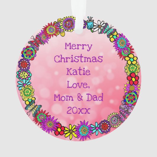  kerstversiering met feestvieren en eenduidige ker ornament (achterkant)