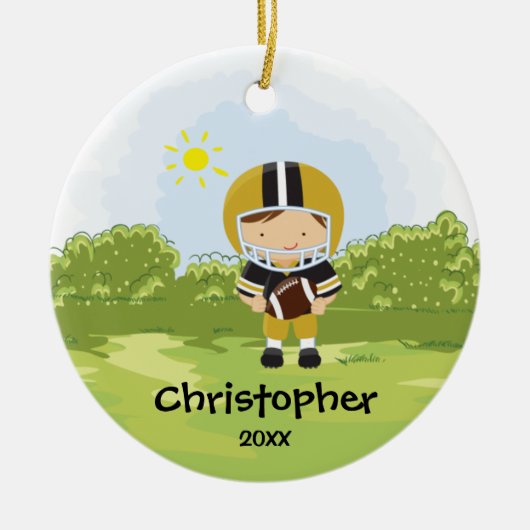 kerstversiering met Football Player Keramisch Ornament (Voorkant)