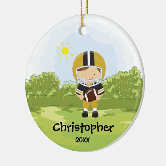 kerstversiering met Football Player Keramisch Ornament (Links)