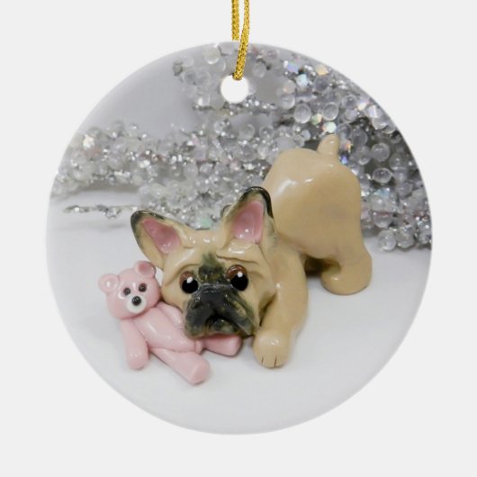 kerstversiering met Franse Bulldog Keramisch Ornament (Voorkant)
