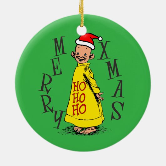 Kerstversiering met geel Kind Keramisch Ornament (Achterkant)