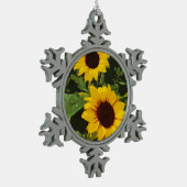 kerstversiering met geelzonnebloem tin sneeuwvlok ornament (Links)