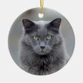Kerstversiering met grijze kat keramisch ornament (Voorkant)