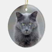 Kerstversiering met grijze kat keramisch ornament (Links)