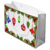 Kerstversiering met groen cadeautas (Achterkant Gekanteld)
