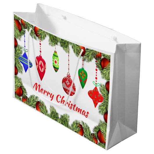 Kerstversiering met groen cadeautas (Voorkant Gekanteld)