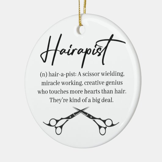 Kerstversiering met hairdresser keramisch ornament (Links)