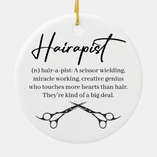 Kerstversiering met hairdresser keramisch ornament (Achterkant)