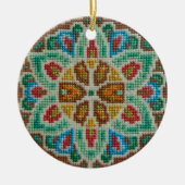 Kerstversiering met handgeborduurde hand keramisch ornament (Voorkant)