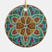 Kerstversiering met handgeborduurde hand keramisch ornament (Achterkant)