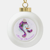 Kerstversiering met Happy Snowman Keramische Bal Ornament (Voorkant)