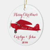 Kerstversiering met het vliegtuig met de Noordpool Keramisch Ornament (Links)