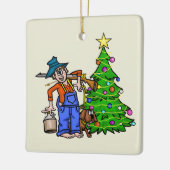 Kerstversiering met heuvelachtige of roodhals keramisch ornament (Links)