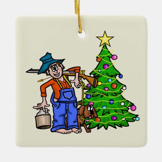 Kerstversiering met heuvelachtige of roodhals keramisch ornament (Voorkant)