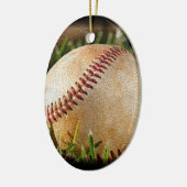 kerstversiering met honkbal keramisch ornament (Links)