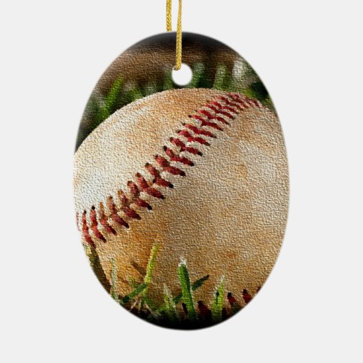 kerstversiering met honkbal keramisch ornament (Achterkant)