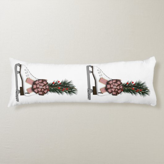 Kerstversiering met ijsschaats en tartan lint lichaamskussen (Voorkant)