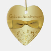 kerstversiering met Jubileum rond gouden bruiloft Keramisch Ornament (Rechts)