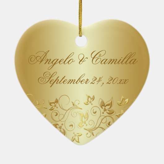 kerstversiering met Jubileum rond gouden bruiloft Keramisch Ornament (Achterkant)