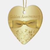 kerstversiering met Jubileum rond gouden bruiloft Keramisch Ornament (Links)