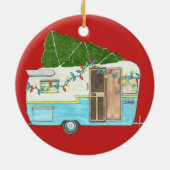  kerstversiering met kampeerwagen keramisch ornament (Achterkant)