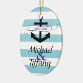 kerstversiering met kerst voor ankerneparen keramisch ornament (Links)