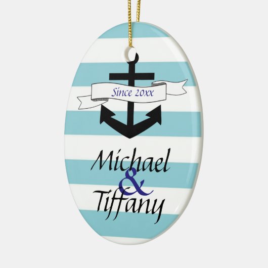 kerstversiering met kerst voor ankerneparen keramisch ornament (Links)