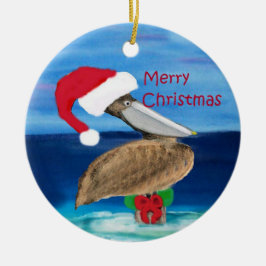 kerstversiering met kerstfeestdag in Santa pelican Keramisch Ornament