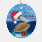 kerstversiering met kerstfeestdag in Santa pelican Keramisch Ornament (Links)