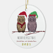 Kerstversiering met Kerstmis in Santa Owl en Elf O Keramisch Ornament (Links)