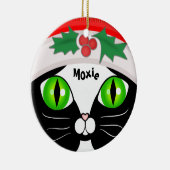 kerstversiering met kerstmis in Santa Tuxedo Cat Keramisch Ornament (Rechts)