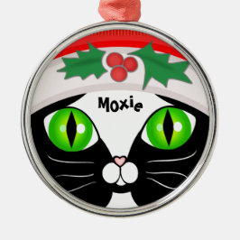 kerstversiering met kerstmis in Santa Tuxedo Cat Keramisch Ornament