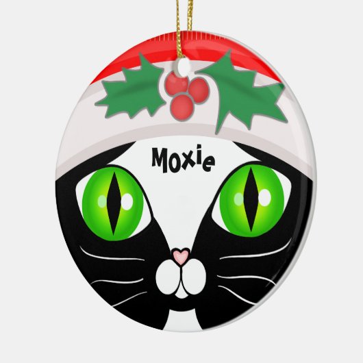 kerstversiering met kerstmis in Santa Tuxedo Cat Keramisch Ornament (Links)